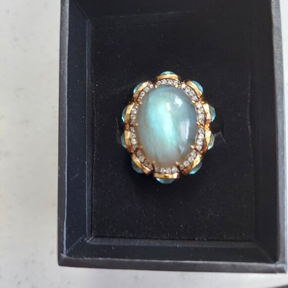 13.93 ct Labradorite & 3.67 ctw Topaz & Zircon Sterling Silver 8.90gr Ring Sz 7 - Picture 1 of 1